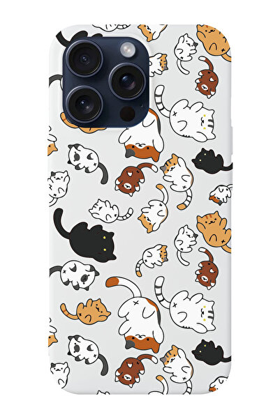 shoptocase Iphone 15 PRO MAX Uyumlu Kedicikler Desenli Lansman Telefon Kılıfı