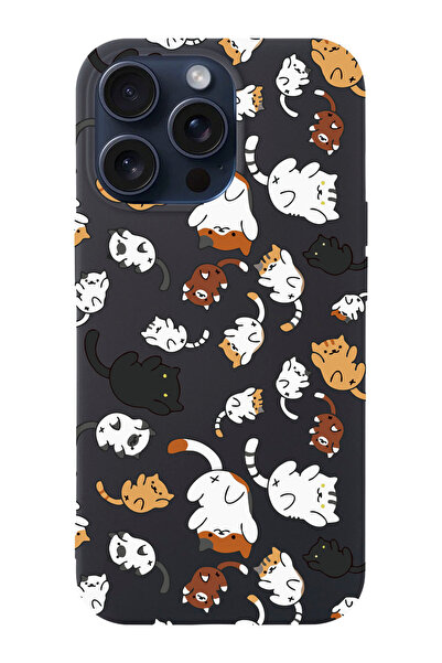 shoptocase Iphone 15 PRO MAX Uyumlu Kedicikler Desenli Lansman Telefon Kılıfı