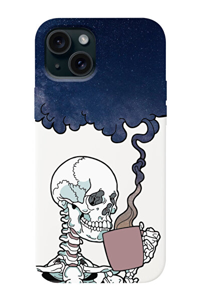 shoptocase Iphone 15 Uyumlu Düşünceli Kurukafa Desenli Lansman Telefon Kılıfı