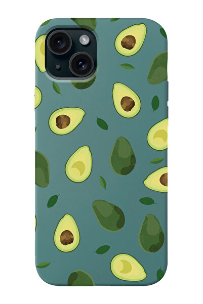 shoptocase Iphone 15 PLUS Uyumlu Avokado Desenli Lansman Telefon Kılıfı