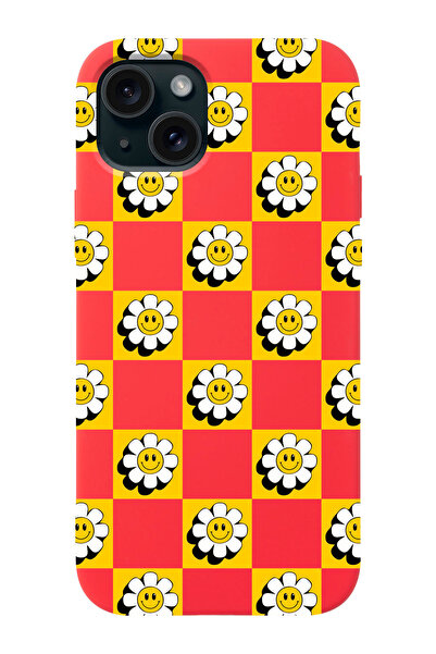 shoptocase Iphone 15 Uyumlu Dama Çiçekler Desenli Lansman Telefon Kılıfı