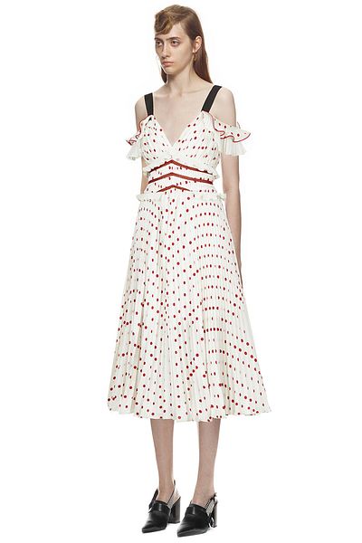 nish for you Red Polka Dot Midi Design Dress