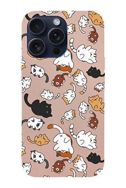 shoptocase Iphone 15 PRO MAX Uyumlu Kedicikler Desenli Lansman Telefon Kılıfı