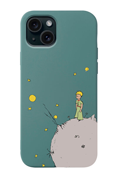 shoptocase Iphone 15 Uyumlu Küçük Prens Ay'da Desenli Lansman Telefon Kılıfı