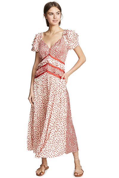 nish for you Red Detail Midi Design Dress