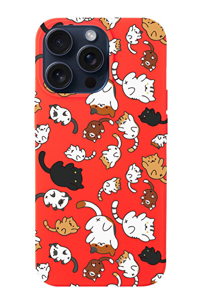 shoptocase Iphone 15 PRO MAX Uyumlu Kedicikler Desenli Lansman Telefon Kılıfı