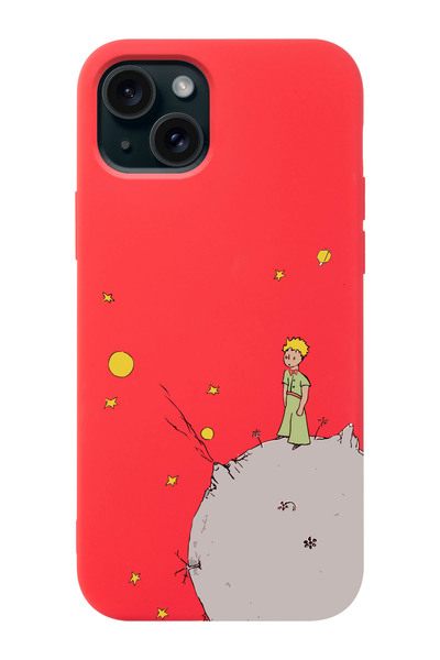 shoptocase Iphone 15 Uyumlu Küçük Prens Ay'da Desenli Lansman Telefon Kılıfı