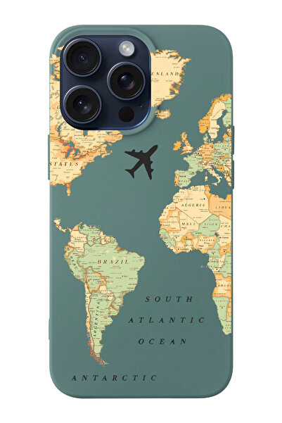 shoptocase Iphone 15 PRO MAX Uyumlu Eski Dünya Haritası Desenli Lansman Telef...