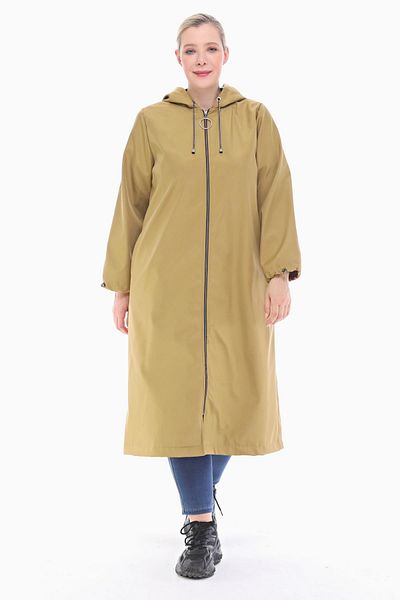 VETRE Women's Large Size Hooded Mink Long Trench Coat 1034