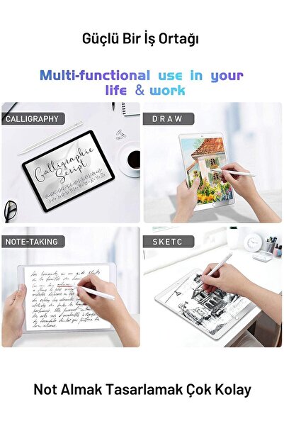 Fuchsia Apple Ipad 10.2 8.nesil Stylus Yazım Ve Çizim Için Avuç Içi Reddetmeli Dokunmatik Kalem