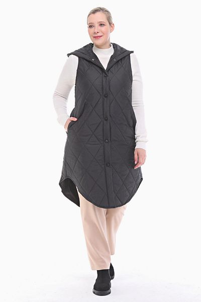 VETRE Women's Large Size Puffer Black Quilted Vest 1035