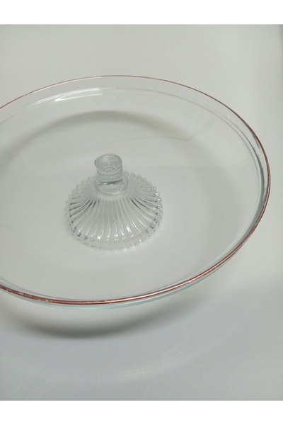 SIGMA GLASS SİGMA GLASS 2.KALİTE Cam Ayaklı Pasta Standı Bakır Servis Sunum Tabağı Kek Standı Meyvelik Sunumluk