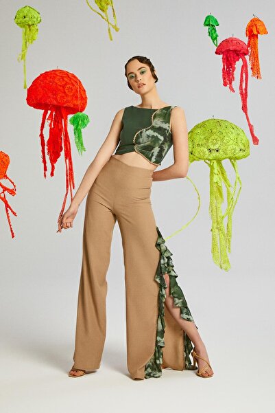 Nur OSKAY Alropara, Su Taşı Detaylı, Boru Paça, Asimetrik Blüz, Yüksek Bel, Y...