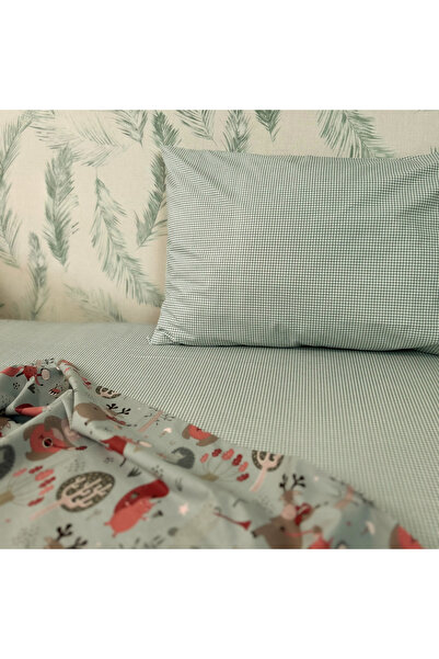 MundoLindo 100% Natural Cotton Gingham Single Elasticless 2 Piece Sheet Set Mint