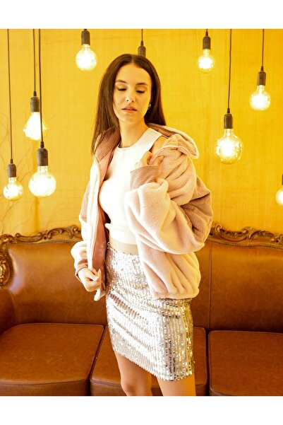 Nur OSKAY Pembe Bomber Peluş Ceket