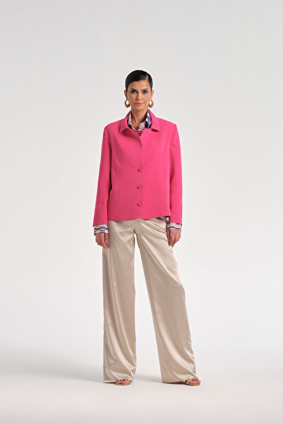 Nur OSKAY Pembe Krep Ceket