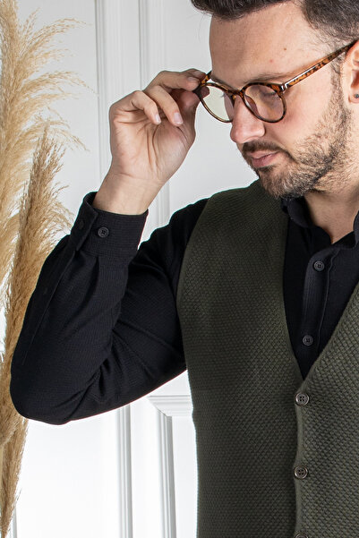 Sarar Interview Wraps Khaki Green Knitwear Vest