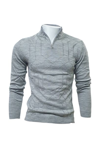 YNGMENCLASS TEXTURED ZIPPER COLLAR KNITWEAR Pullover