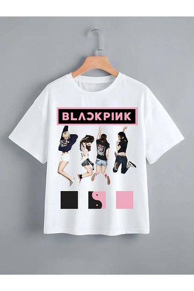 Pisa Art Детска тениска с щампа Blackpink в черно и розово