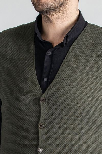 Sarar Interview Wraps Khaki Green Knitwear Vest
