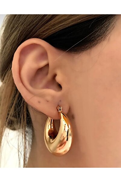 Genel Markalar Oval Vintage Bombeli Halka Küpe