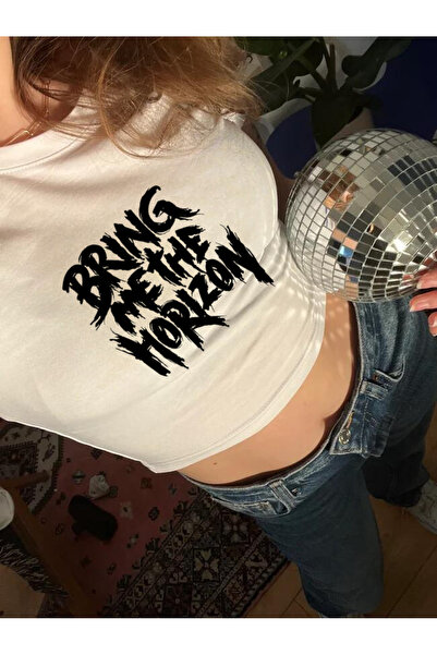 Violon Y2K Streetwear Μαύρο Φέρτε μου το μοτίβο Horizon Κοντό μανίκι λευκό κο...