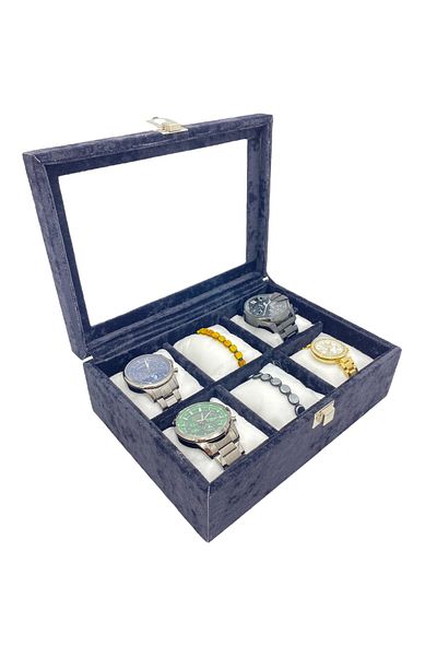 kutuveaksesuar Κουτί ρολογιού 6 τεμαχίων Organizer Alfora Suede Black