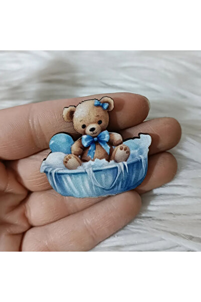 doğrukan 25 Adet Sepette Mavi Ayıcık 4 cm Uv Baskılı Hediyelik Süslemelerine ...