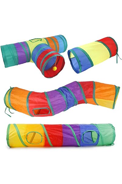 Busstier Rainbow Color Folding Cat and Dog Play Tunnel, Fun Pet Toy Tunnel