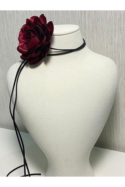 TwinsSis Store Bağcıklı Saten Gül Choker