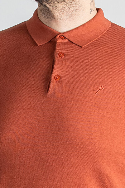 Sarar Інтерв'ю Sarar Поло з коміром 100% бавовна, цегляного кольору, трикотажний светр
