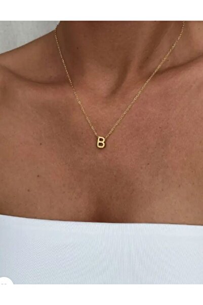 su jewelry collective shine Çelik Küçük Minimal Harf Kolye Kararmaz
