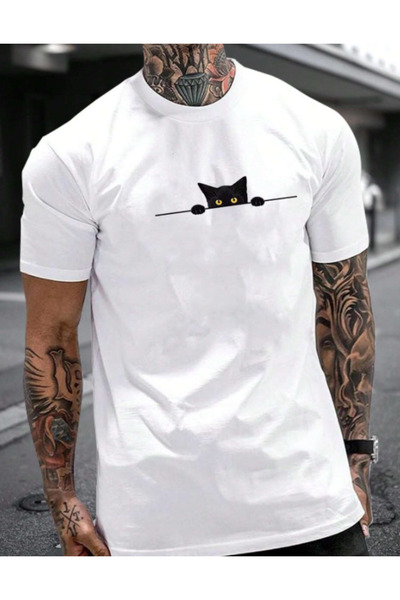 AEMİ Unisex Žene/Muškarci mačka Štampano okrugla kragna Oversize kroj T-shirt