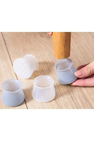 LOVYCO 4 Adet Beyaz(2 CmVeya2.8 Cm) Silikon Masa Sandalye Susturucu Pabuç Sandalye Kaydırmaz Zemin Koruyucu