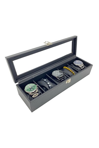 sezginkutuveaksesuar Saat Kutusu 5 li Deri Siyah Spesiyal