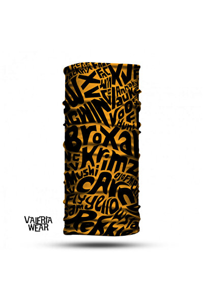 Vwear برتقالي نص منقوشة طوق الرقبة برتقالي باف باندانا عقال