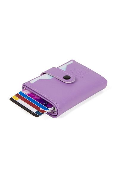 Newish Unisex Lilac Vegan Leather Aluminum Mechanism, Card Holder Wallet Automatic Wallet -