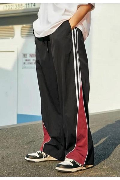 Köstebek Burgundy Striped Parachute Fabric Jogger Tracksuit
