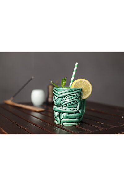 ARVALE Tiki Kokteyl Ve Meşrubat Bardağı Kulplu 350 ml Yeşil Kupa C5
