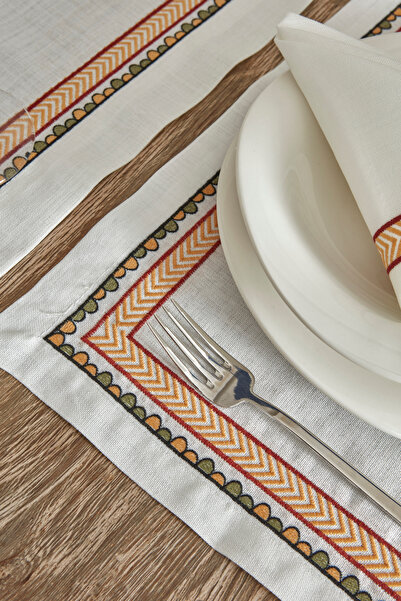 Karaca Home Ecru Embroidered Arslantepe Runner Set