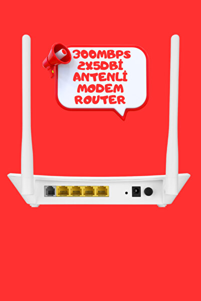 Maybax 2.4GHz 300Mbps Wi-Fi ADSL2+/VDSL2 2x5 dBi Antenli Kablosuz Modem Router