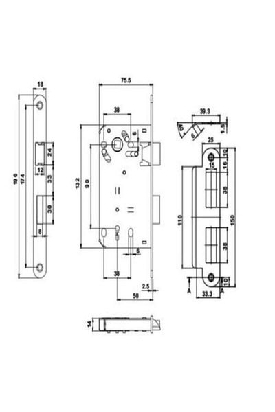 Hafele Wc Bathroom Door Lock (Silent Lock, Right and Left Direction Compatible) 50/18 mm