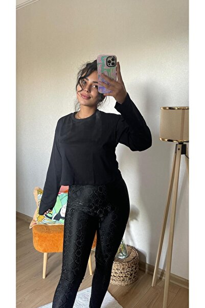 Rub Butik Siyah Uzun Kol Crop