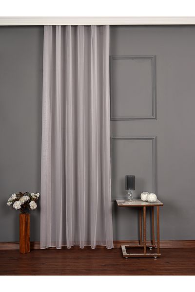 perdealemi Extrafor Gathered Gray Tulle Curtain Leaded Honeycomb