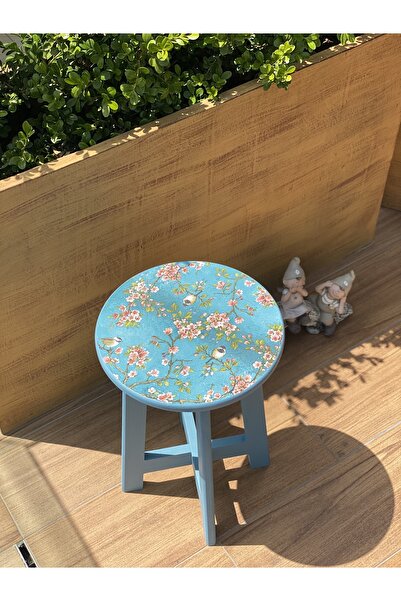Lagom Sakura Desenli Dekoratif Sehpa, Yan Sehpa
