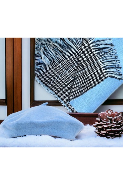 Shopiolog Șal pentru femei, cu două fețe, picior de gală, beretă de pictor francez, combinație de 2 piese