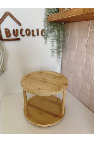 BUCOLIC Διοργανωτής παρουσίασης περιστρεφόμενης βάσης 2 επιπέδων BAMBOO - Πολλαπλών χρήσεων