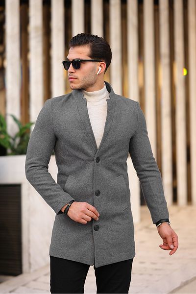 Ser Joven Ανδρικό Smoked Slim Fit Stand παλτό γιακά