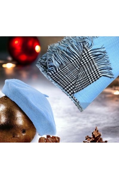 Shopiolog Șal pentru femei, cu două fețe, picior de gală, beretă de pictor francez, combinație de 2 piese