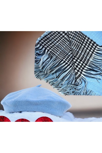 Shopiolog Șal pentru femei, cu două fețe, picior de gală, beretă de pictor francez, combinație de 2 piese